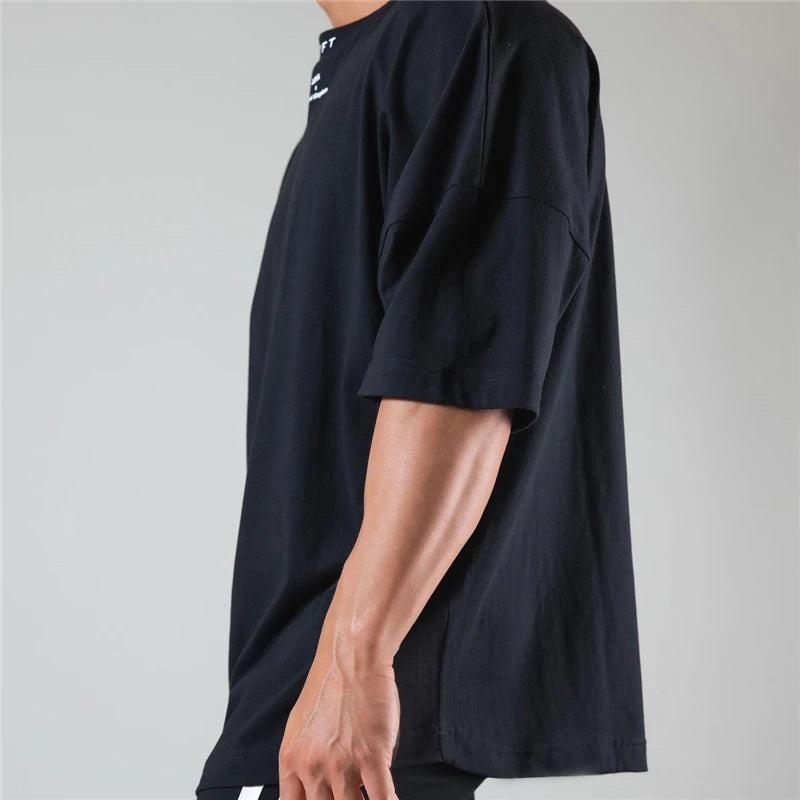 Running Oversized T shirt Men Gym Bodybuilding and Fitness Loose Casual Lifestyle Wear T-shirt Male Streetwear Hip-Hop Tshirt