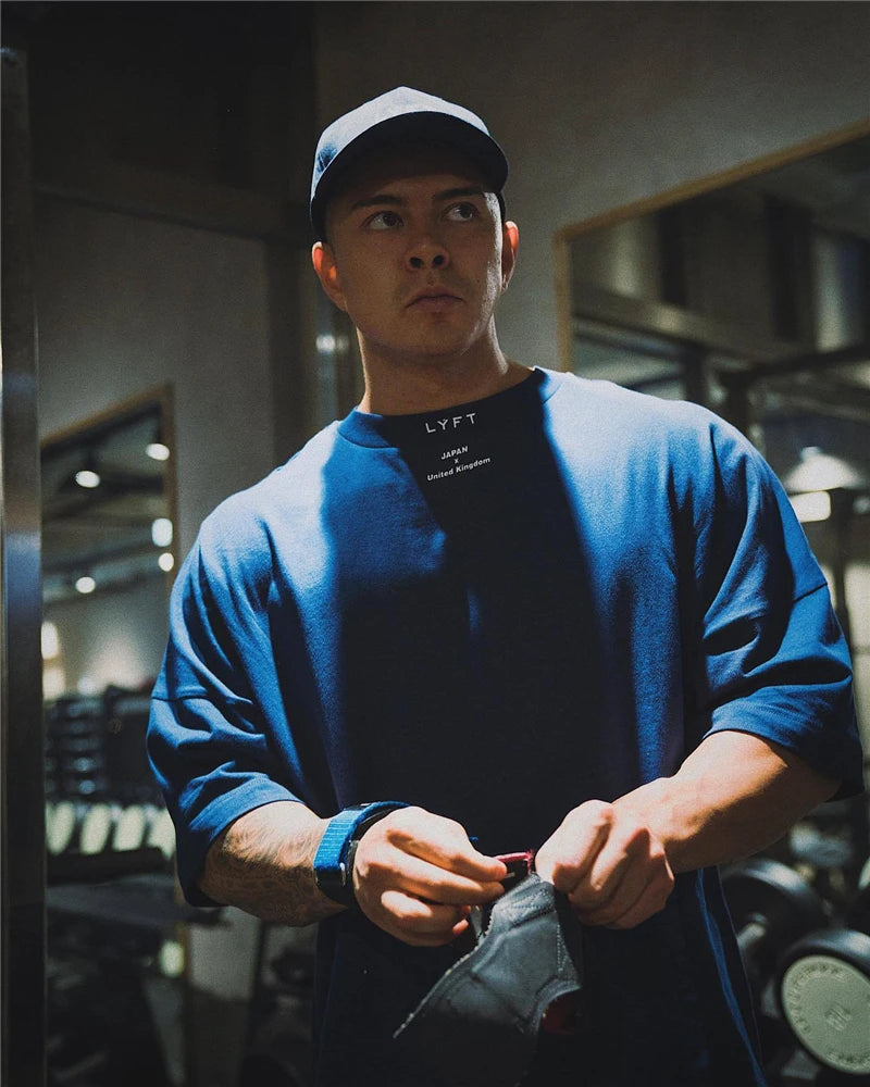 Running Oversized T shirt Men Gym Bodybuilding and Fitness Loose Casual Lifestyle Wear T-shirt Male Streetwear Hip-Hop Tshirt