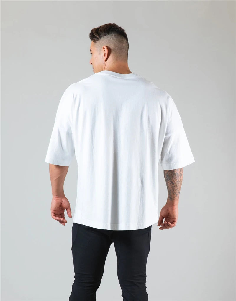 Running Oversized T shirt Men Gym Bodybuilding and Fitness Loose Casual Lifestyle Wear T-shirt Male Streetwear Hip-Hop Tshirt