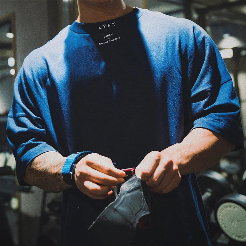 Running Oversized T shirt Men Gym Bodybuilding and Fitness Loose Casual Lifestyle Wear T-shirt Male Streetwear Hip-Hop Tshirt