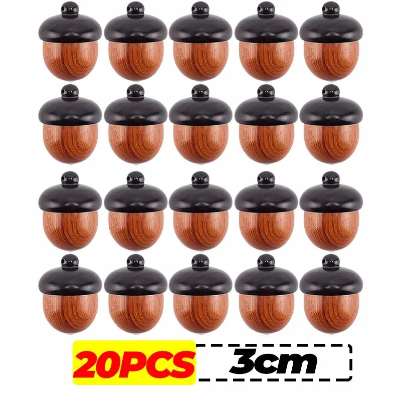 20/1pcs Mini Wooden Medicine Pill Box Wood Acorn Pendant Portable Rescue Tablets Case Granule Storage Box Small Items Container