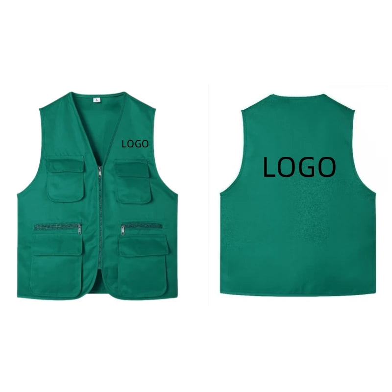 2025 New Outdoor Male Casual Summer Big Size Cotton Sleeveless Work Vest Men Multi Pocket Photograph Waistcoat