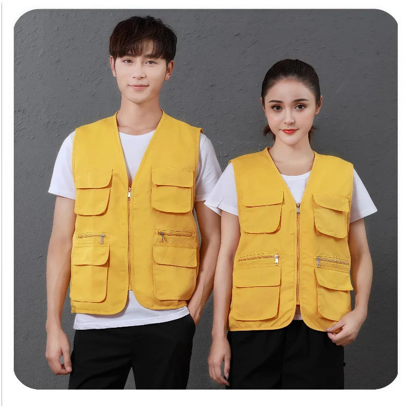 2025 New Outdoor Male Casual Summer Big Size Cotton Sleeveless Work Vest Men Multi Pocket Photograph Waistcoat