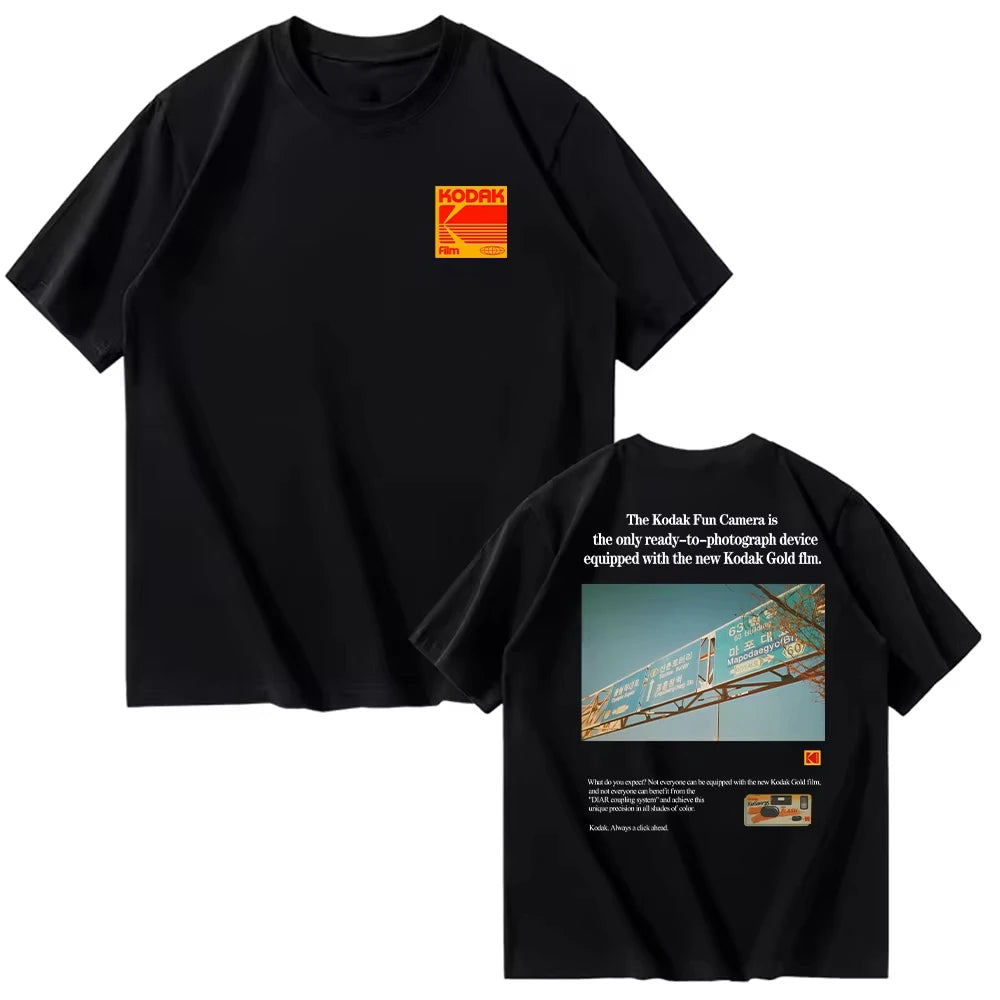 Kodak Polychrome Rainbow Back Print Unisex Cotton T Shirt Vintage Retro Short Sleeve Tee Y2K  Casual Streetwear Film Graphic Top