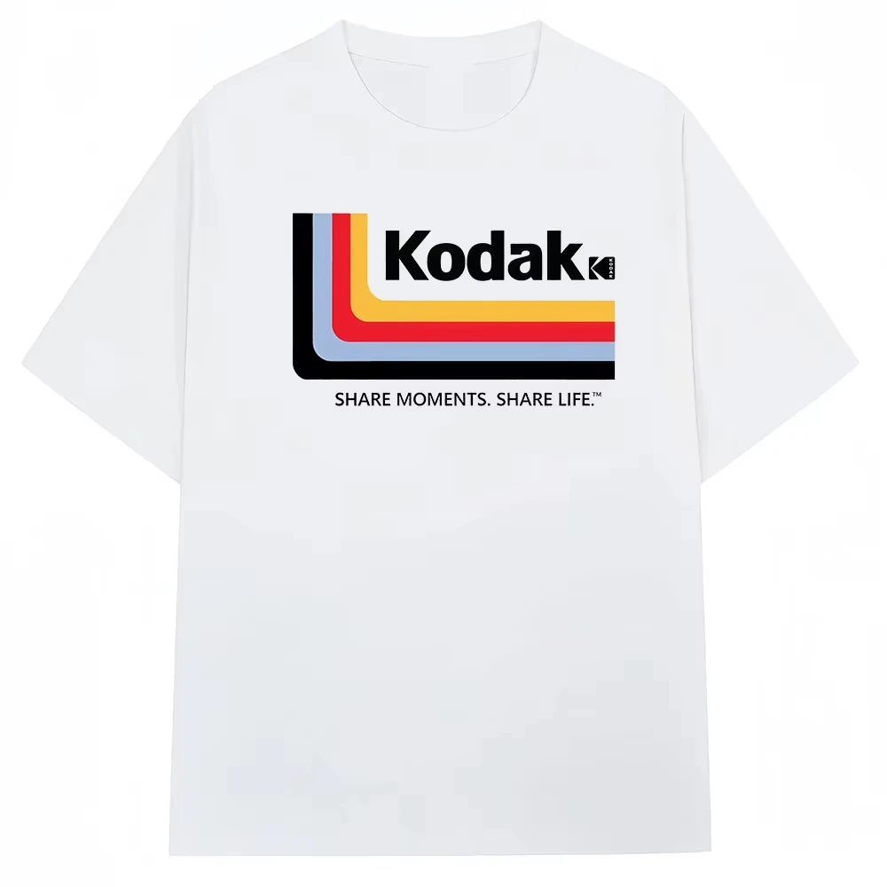 Kodak Polychrome Rainbow Back Print Unisex Cotton T Shirt Vintage Retro Short Sleeve Tee Y2K  Casual Streetwear Film Graphic Top