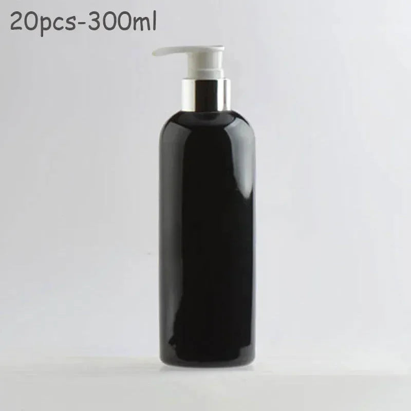 20Pcs 300ml PET Lotion Pump Bottles Empty Sliver Gold Aluminum Cosmetic Dispenser Essential Oil Shampoo Shower Gel Containers