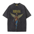 Nirvana rock band men's Retro cotton Washed Tee In Utero album man Women's oversized Y2K distress Tshirt Casual Loose streetwear