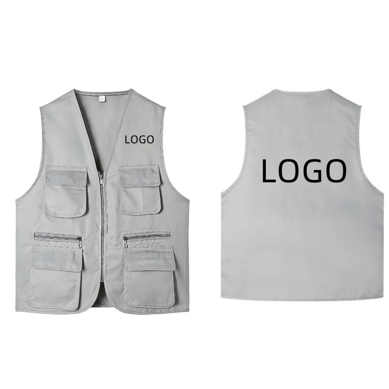 2025 New Outdoor Male Casual Summer Big Size Cotton Sleeveless Work Vest Men Multi Pocket Photograph Waistcoat