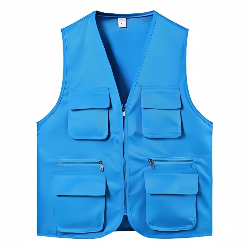 2025 New Outdoor Male Casual Summer Big Size Cotton Sleeveless Work Vest Men Multi Pocket Photograph Waistcoat