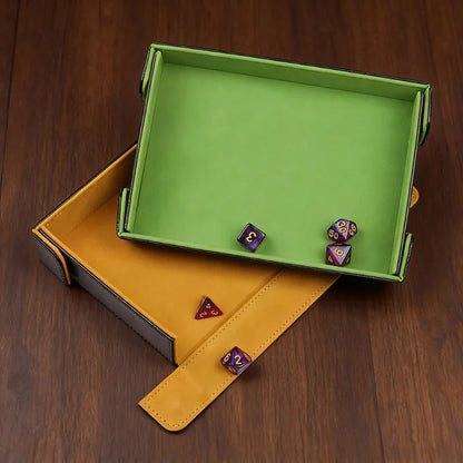 Magnetic Dice Cutlery Organization Storage Tray Pu Leather Box Fur Foldable for Games Case Rectangle Board Game Food Trays