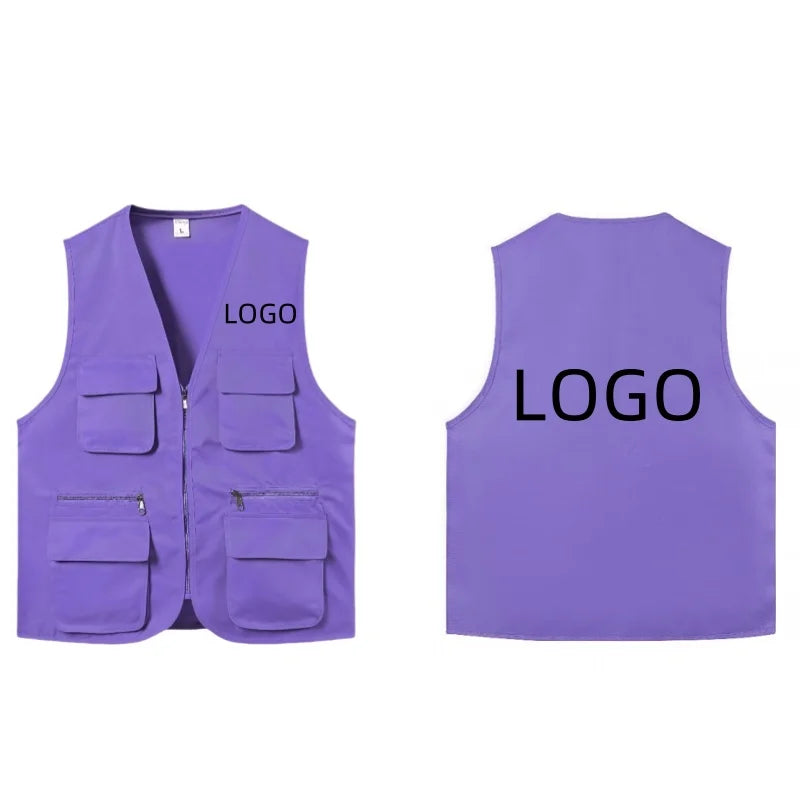 2025 New Outdoor Male Casual Summer Big Size Cotton Sleeveless Work Vest Men Multi Pocket Photograph Waistcoat