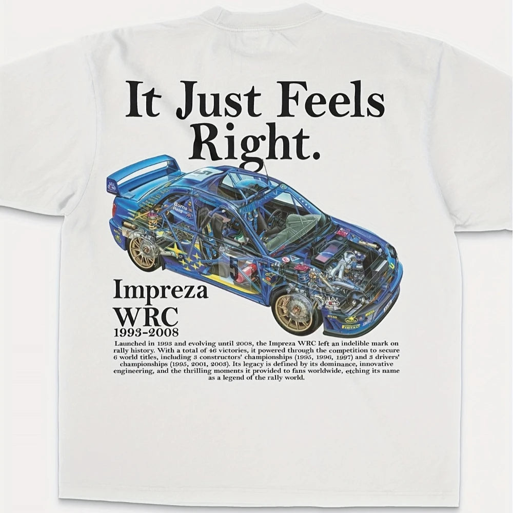 Men's Japanese Racing Car T-Shirt Formula DRIFT Logo WRX STI Graphic J-Spec Design Y2K Oversized Fit Tee for Motorsport Fans