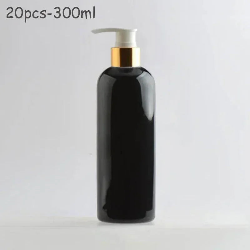 20Pcs 300ml PET Lotion Pump Bottles Empty Sliver Gold Aluminum Cosmetic Dispenser Essential Oil Shampoo Shower Gel Containers