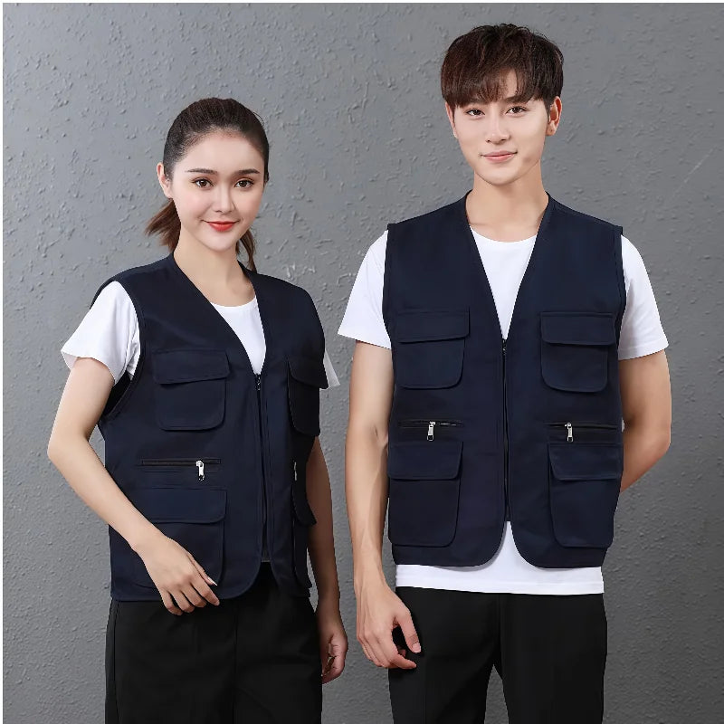 2025 New Outdoor Male Casual Summer Big Size Cotton Sleeveless Work Vest Men Multi Pocket Photograph Waistcoat