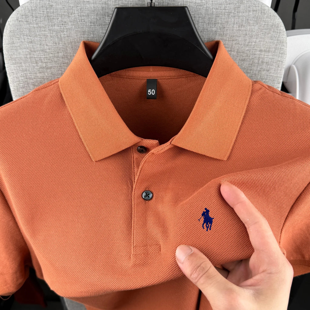 100% pure cotton high-end brand men's short sleeve polo shirt 2026 summer luxury fashion pony embroidery golf top casual T-shirt