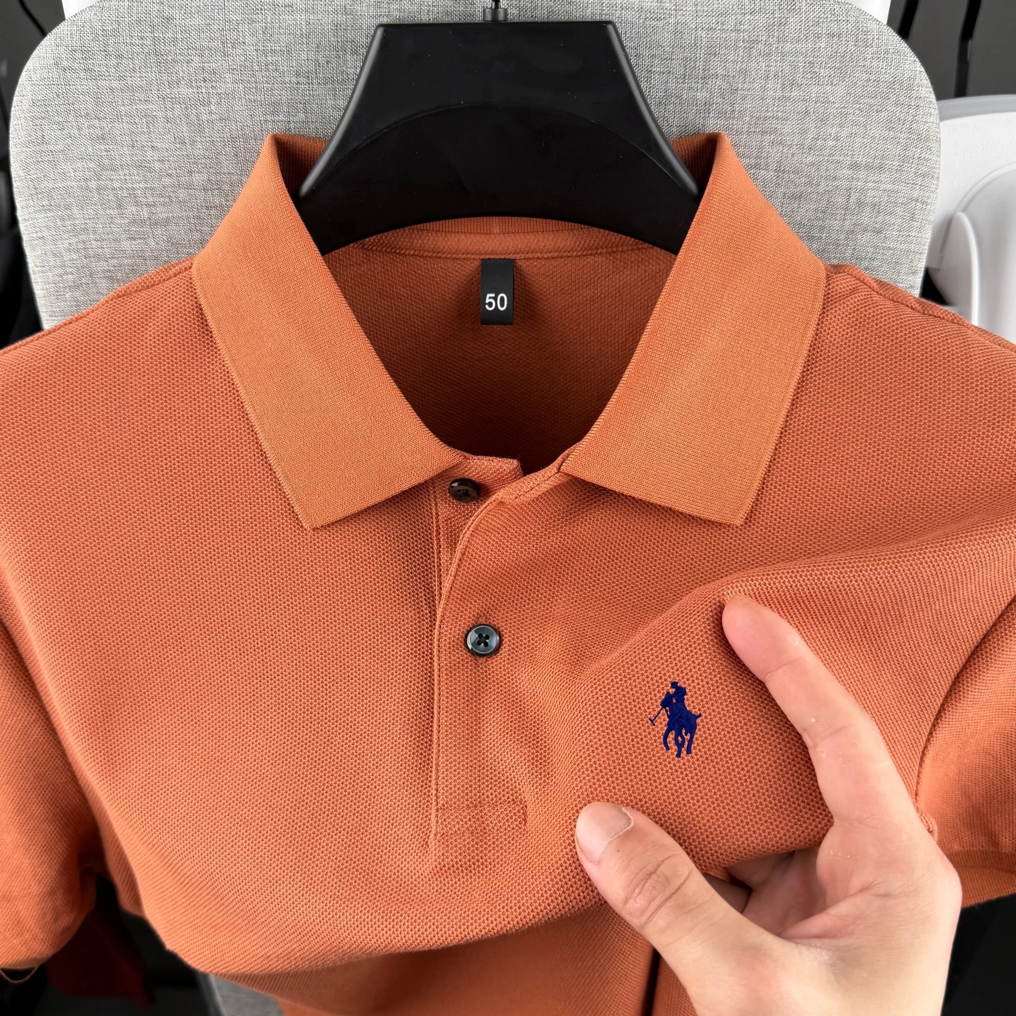 100% pure cotton high-end brand men's short sleeve polo shirt 2026 summer luxury fashion pony embroidery golf top casual T-shirt
