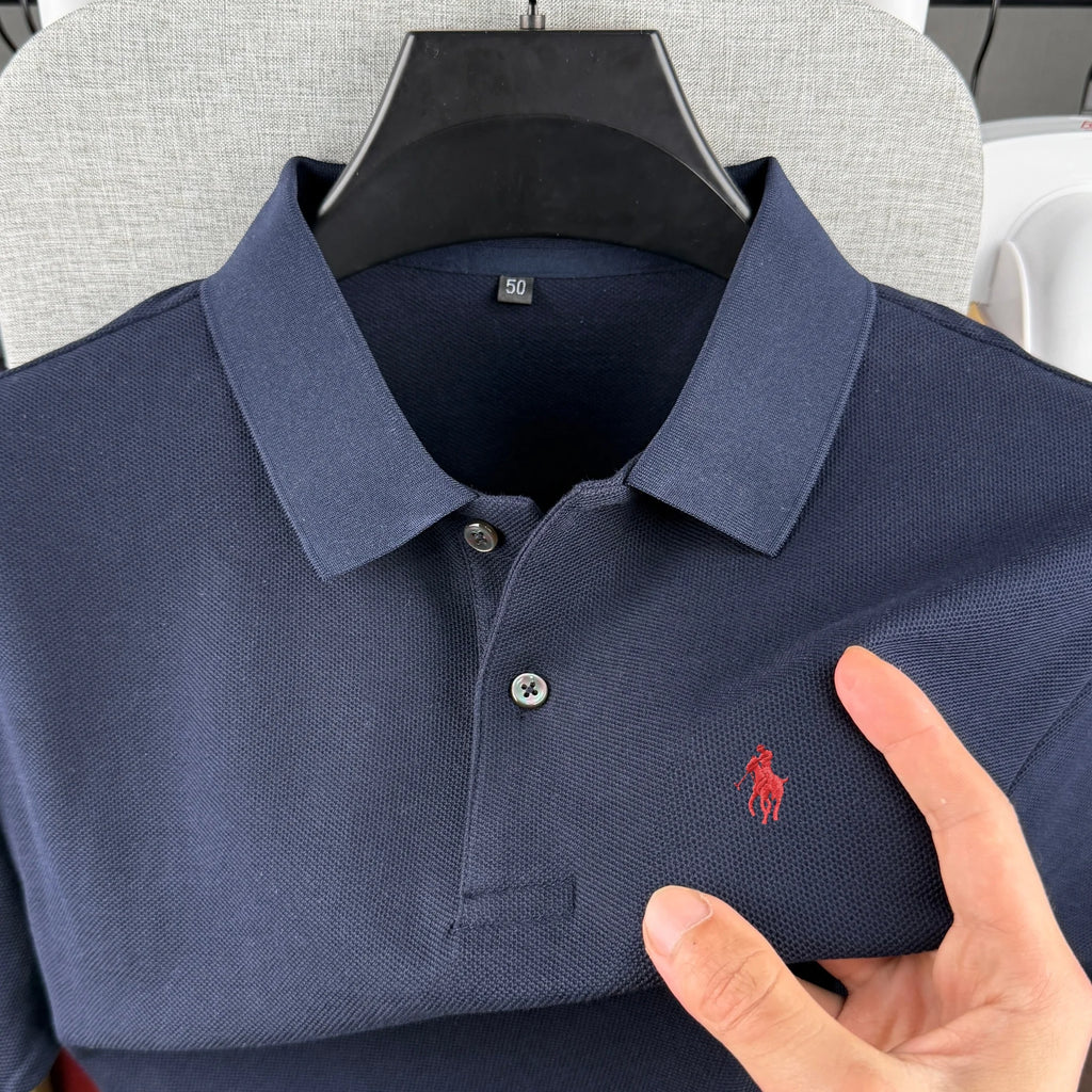 100% pure cotton high-end brand men's short sleeve polo shirt 2026 summer luxury fashion pony embroidery golf top casual T-shirt