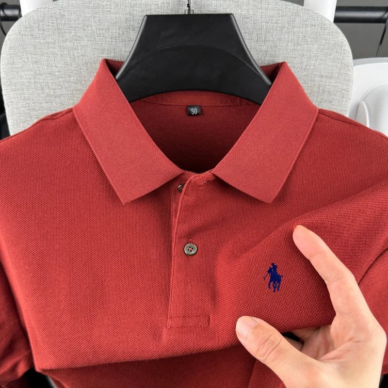 100% pure cotton high-end brand men's short sleeve polo shirt 2026 summer luxury fashion pony embroidery golf top casual T-shirt