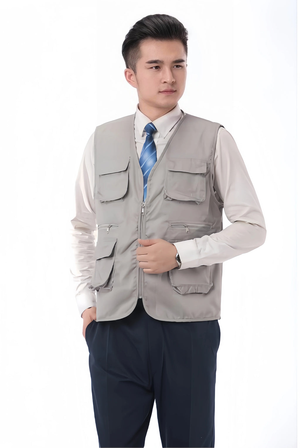 2025 New Outdoor Male Casual Summer Big Size Cotton Sleeveless Work Vest Men Multi Pocket Photograph Waistcoat
