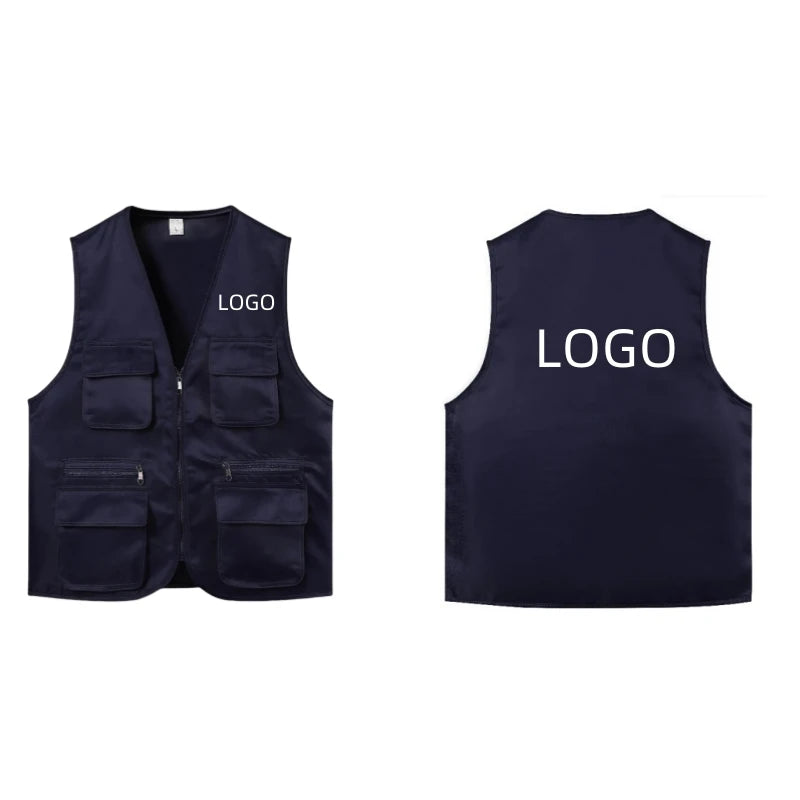 2025 New Outdoor Male Casual Summer Big Size Cotton Sleeveless Work Vest Men Multi Pocket Photograph Waistcoat