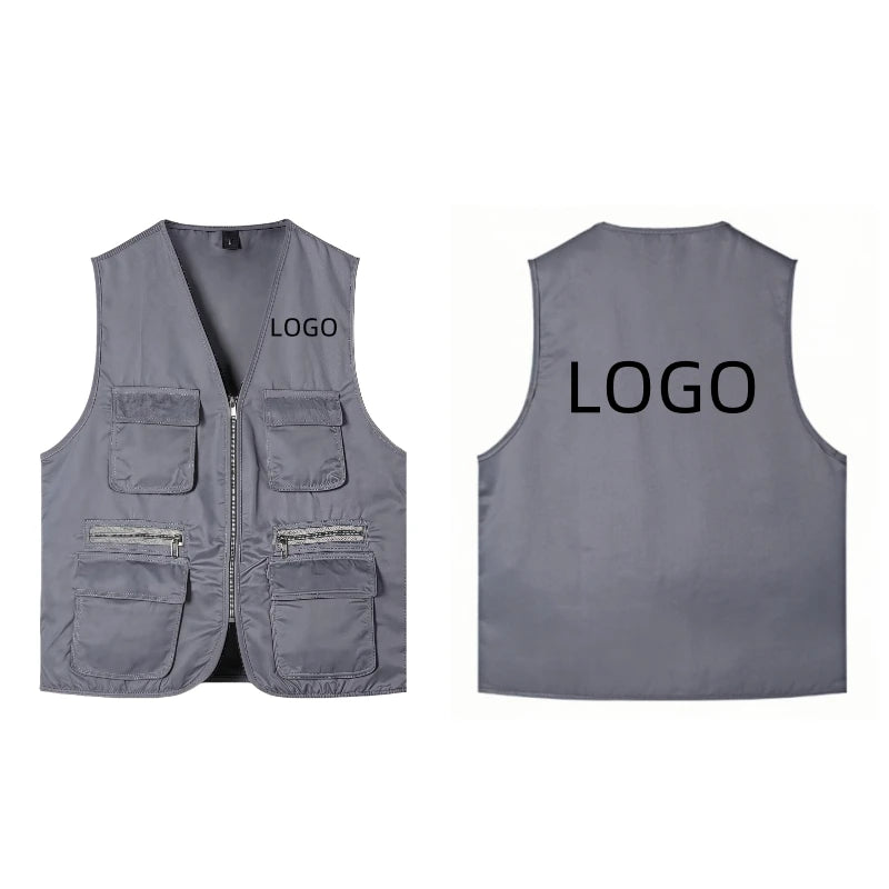 2025 New Outdoor Male Casual Summer Big Size Cotton Sleeveless Work Vest Men Multi Pocket Photograph Waistcoat
