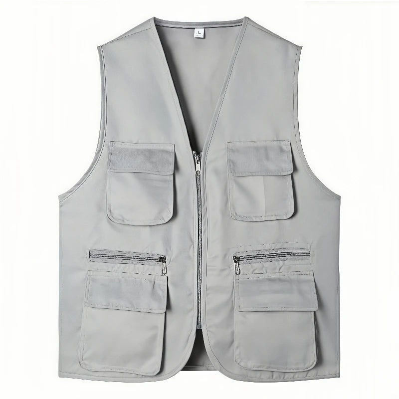2025 New Outdoor Male Casual Summer Big Size Cotton Sleeveless Work Vest Men Multi Pocket Photograph Waistcoat