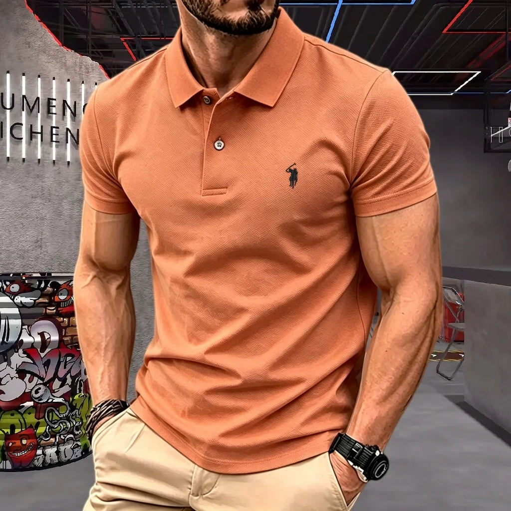 100% pure cotton high-end brand men's short sleeve polo shirt 2026 summer luxury fashion pony embroidery golf top casual T-shirt