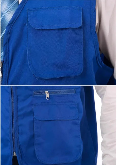 2025 New Outdoor Male Casual Summer Big Size Cotton Sleeveless Work Vest Men Multi Pocket Photograph Waistcoat