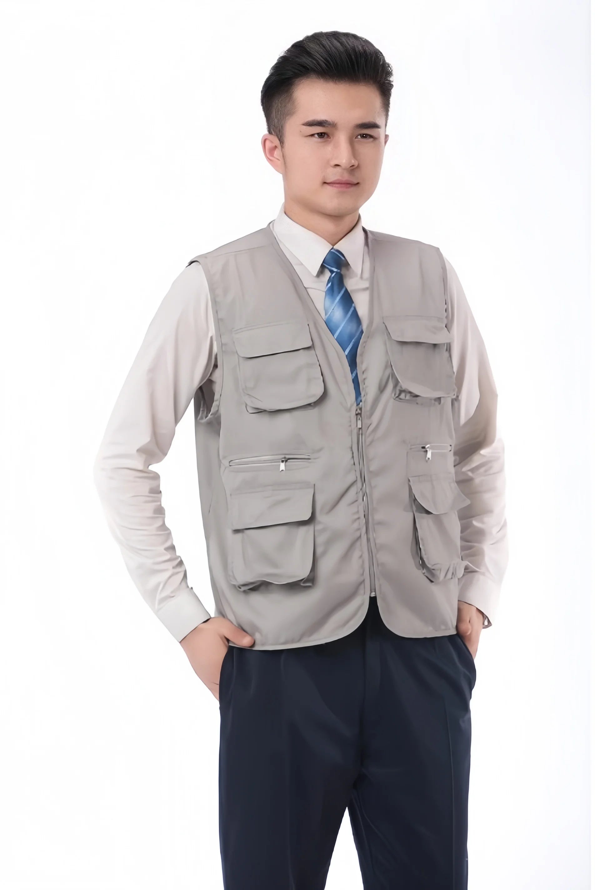 2025 New Outdoor Male Casual Summer Big Size Cotton Sleeveless Work Vest Men Multi Pocket Photograph Waistcoat
