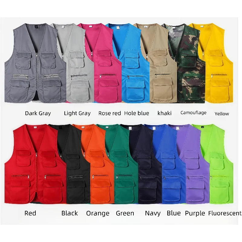 2025 New Outdoor Male Casual Summer Big Size Cotton Sleeveless Work Vest Men Multi Pocket Photograph Waistcoat