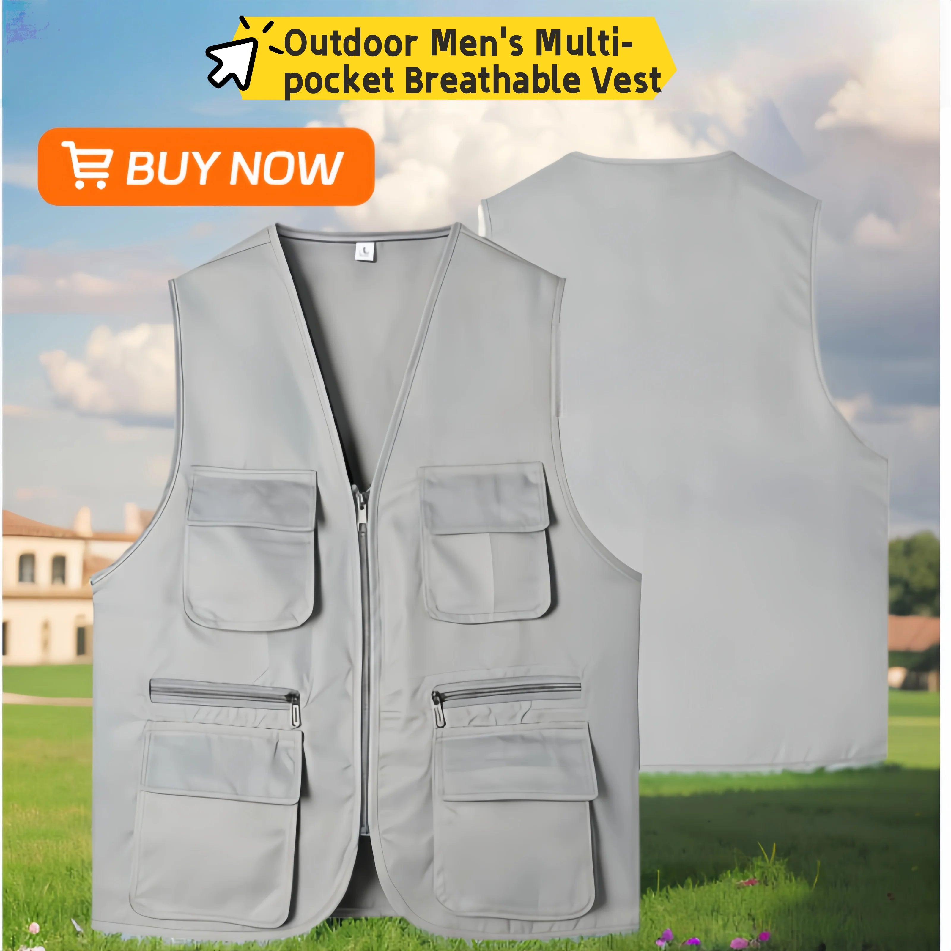 2025 New Outdoor Male Casual Summer Big Size Cotton Sleeveless Work Vest Men Multi Pocket Photograph Waistcoat