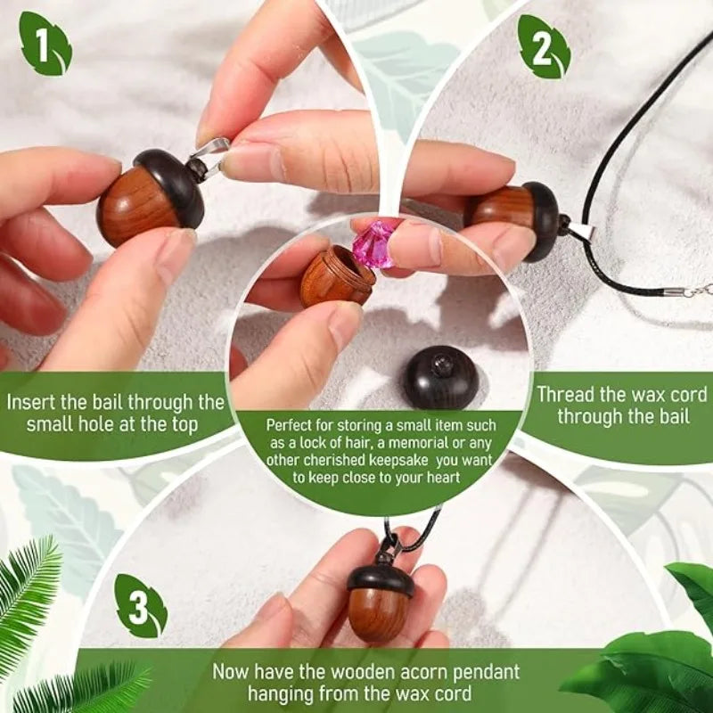 20/1pcs Mini Wooden Medicine Pill Box Wood Acorn Pendant Portable Rescue Tablets Case Granule Storage Box Small Items Container