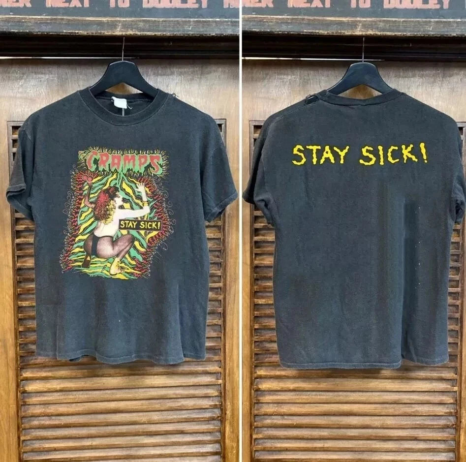Reprint The Cramps Stay Sick Tour 2 Side Black Unisex T-shirt Men Women