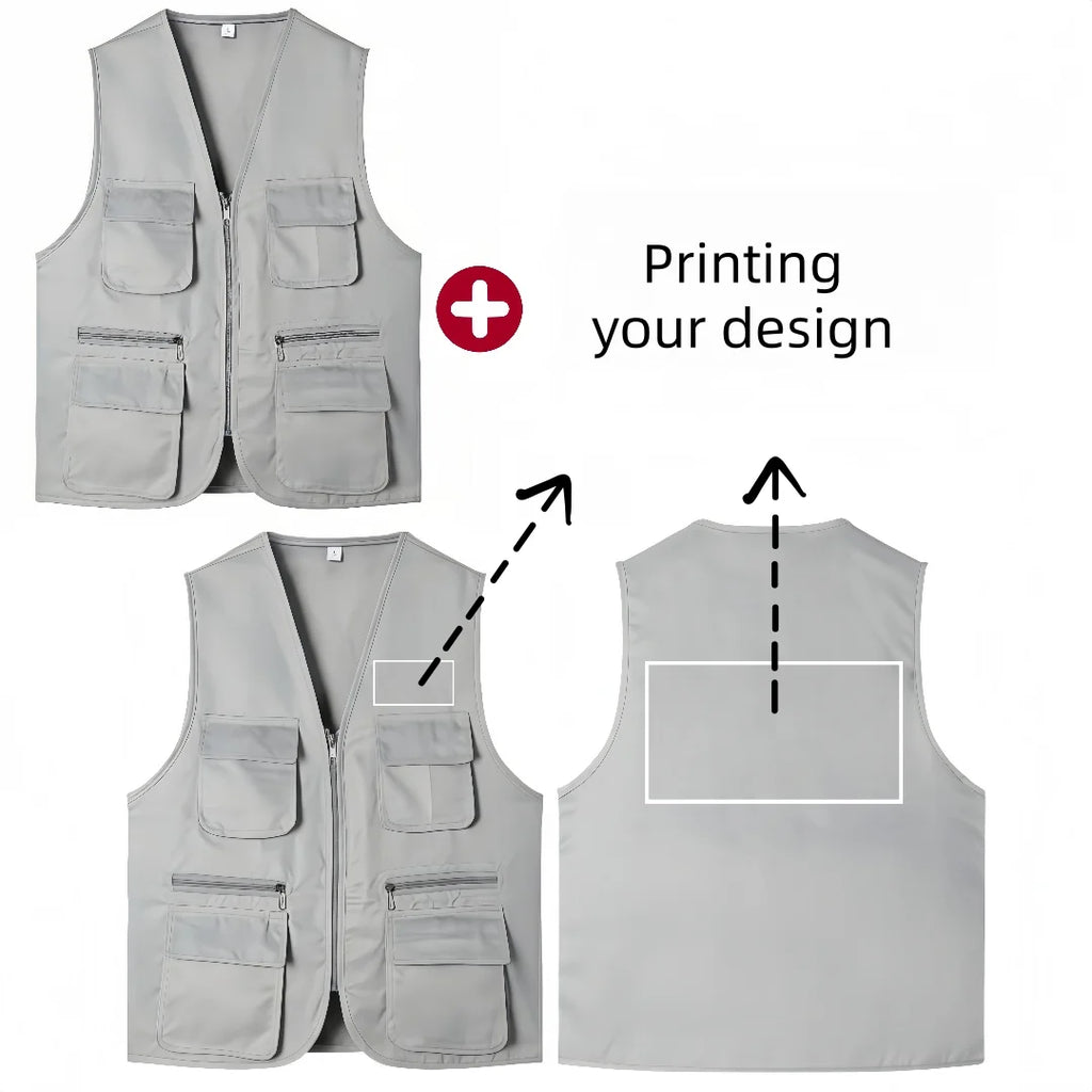 2025 New Outdoor Male Casual Summer Big Size Cotton Sleeveless Work Vest Men Multi Pocket Photograph Waistcoat
