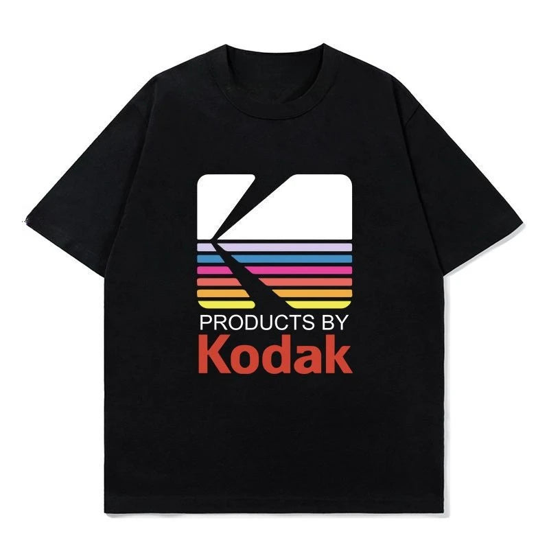 Kodak Polychrome Rainbow Back Print Unisex Cotton T Shirt Vintage Retro Short Sleeve Tee Y2K  Casual Streetwear Film Graphic Top