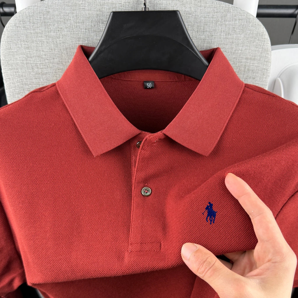 100% pure cotton high-end brand men's short sleeve polo shirt 2026 summer luxury fashion pony embroidery golf top casual T-shirt