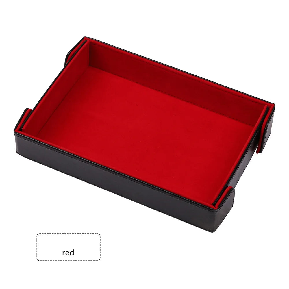 Magnetic Dice Cutlery Organization Storage Tray Pu Leather Box Fur Foldable for Games Case Rectangle Board Game Food Trays