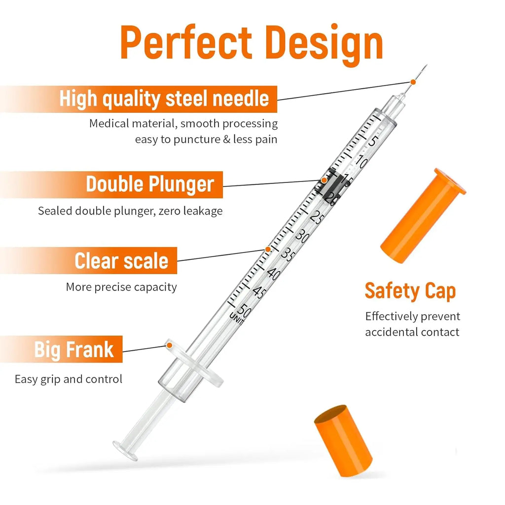 100/50 Pack 0.5/1ml Syringes with Needles Individually Packaged for Laboratory And Pet Supplies