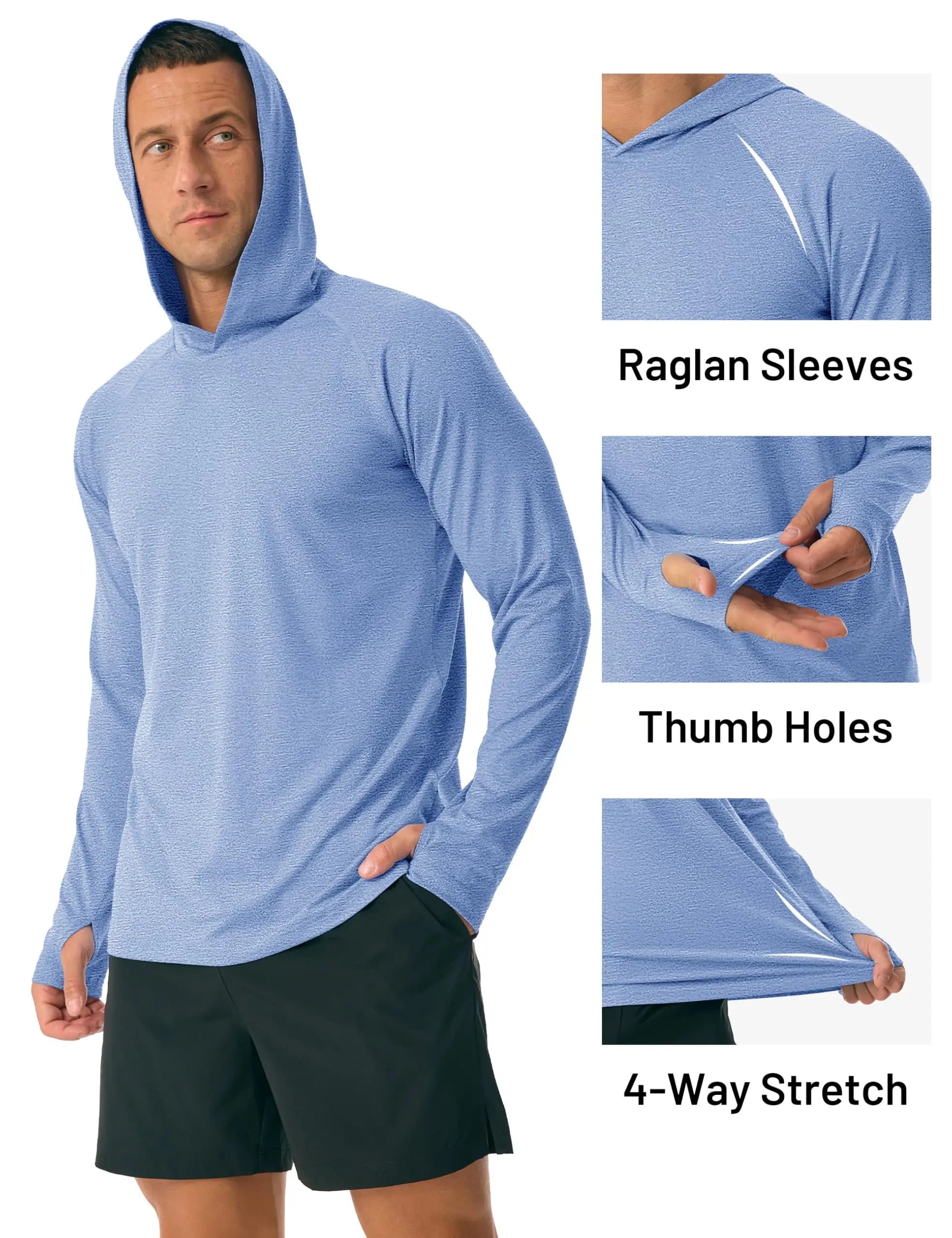 MAGCOMSEN Men Sun Hoodie UPF 50 Long Sleeve Quick Dry Lightweight Fishing Shirt Breathable Hiking Running Swim Rash Guard
