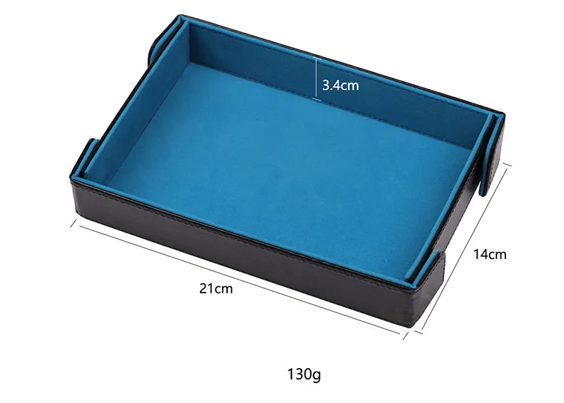 Magnetic Dice Cutlery Organization Storage Tray Pu Leather Box Fur Foldable for Games Case Rectangle Board Game Food Trays