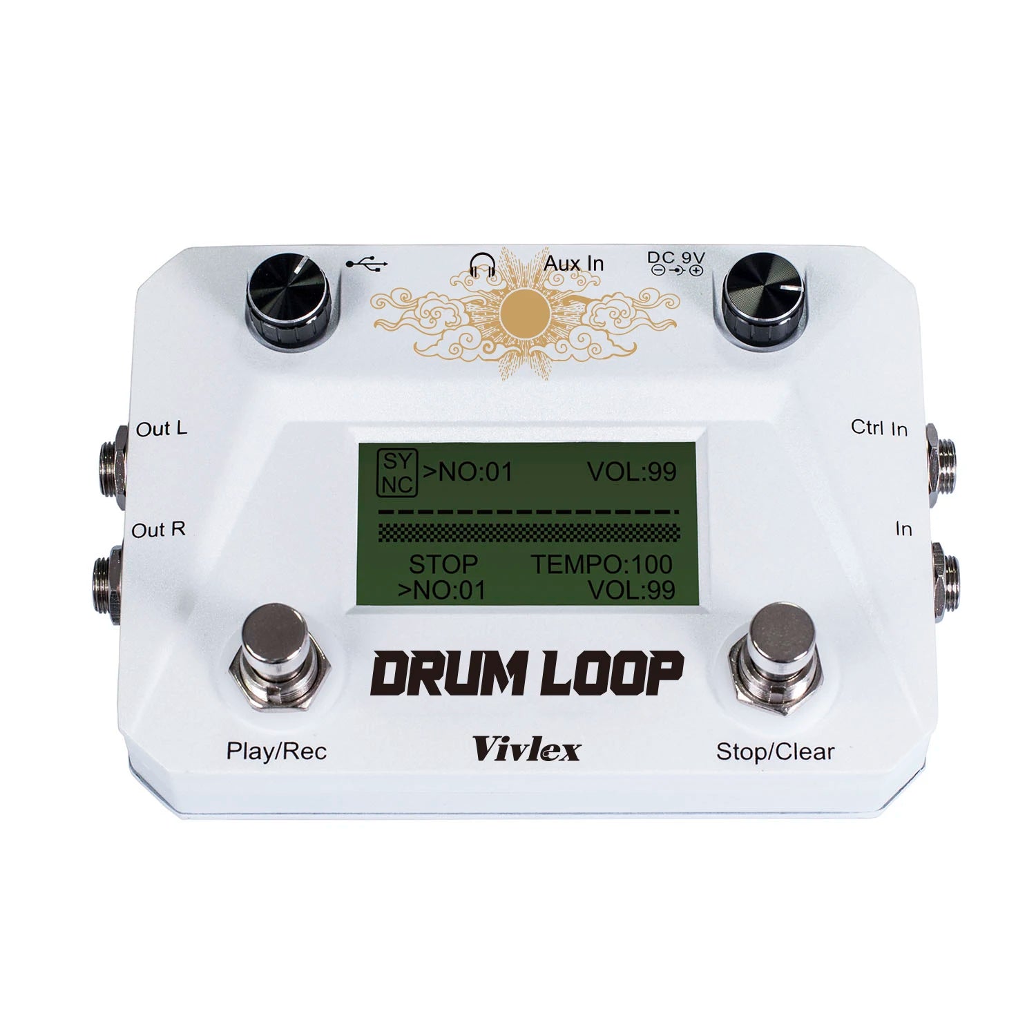 VIVLEX Guitar Pedals Beat Loop Drum Beat Looper Foot Switch Dual Machine 40 Types Drums Rhythm 50mins Looping Time One-Man Band