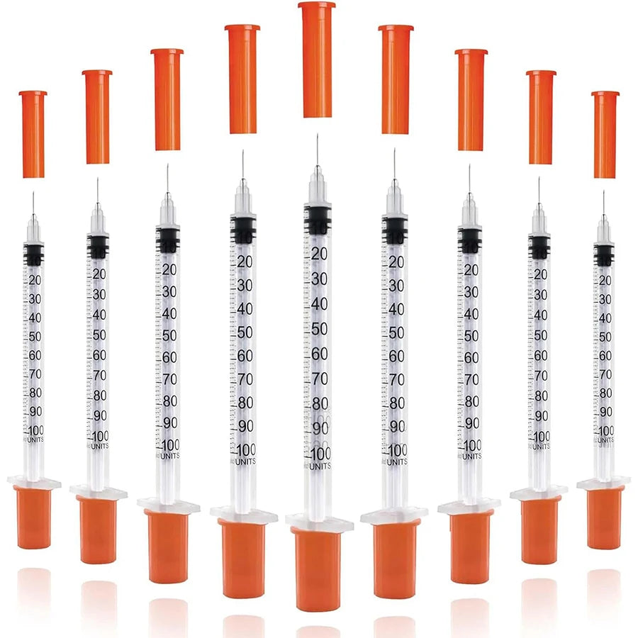 100/50 Pack 0.5/1ml Syringes with Needles Individually Packaged for Laboratory And Pet Supplies