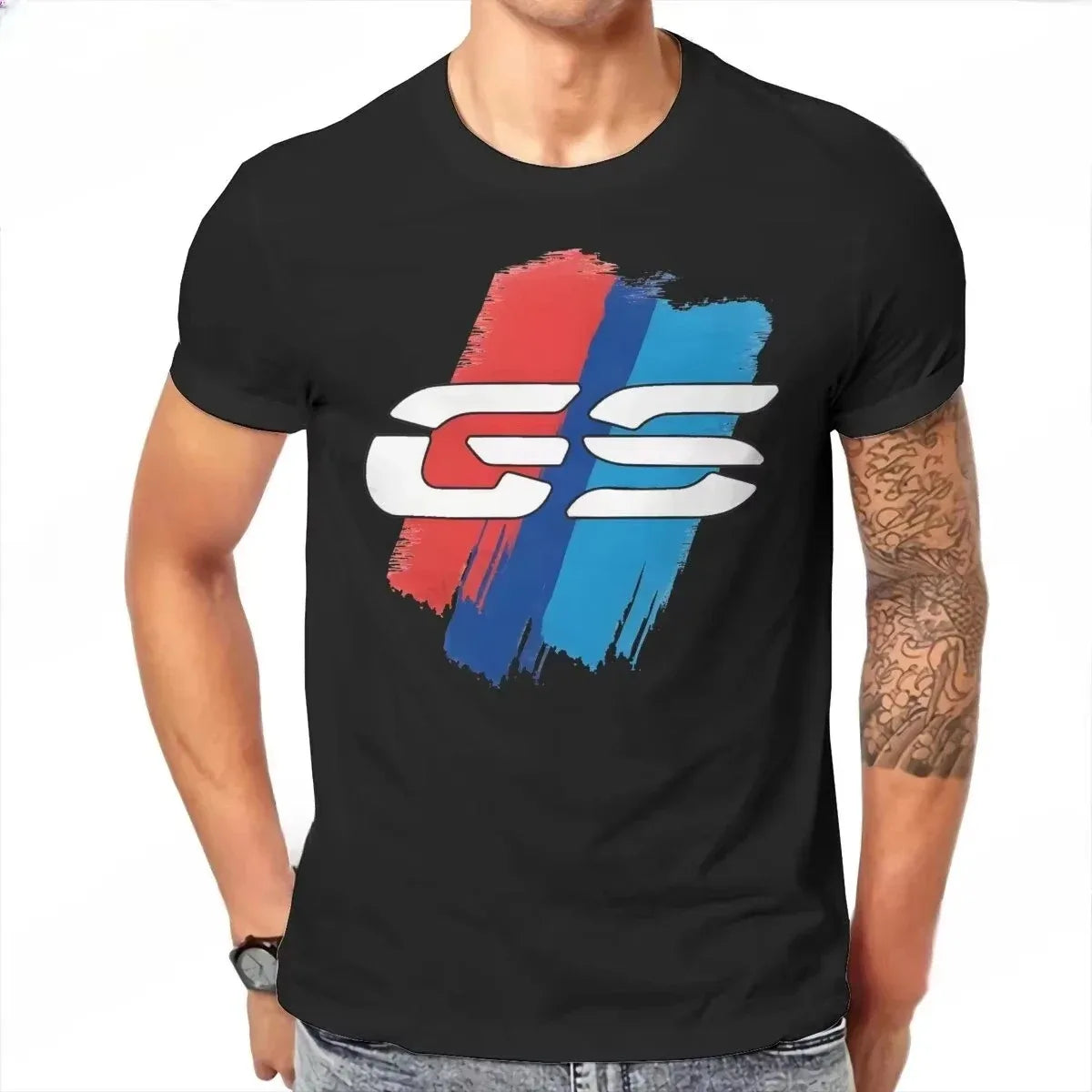 2026 SUMMER GS LIGHT Men's 2D T Shirt GS Grunge Motorcycle BRUSHES O Neck Short Sleeve 100_ Cotton Top Men Tees Clothing