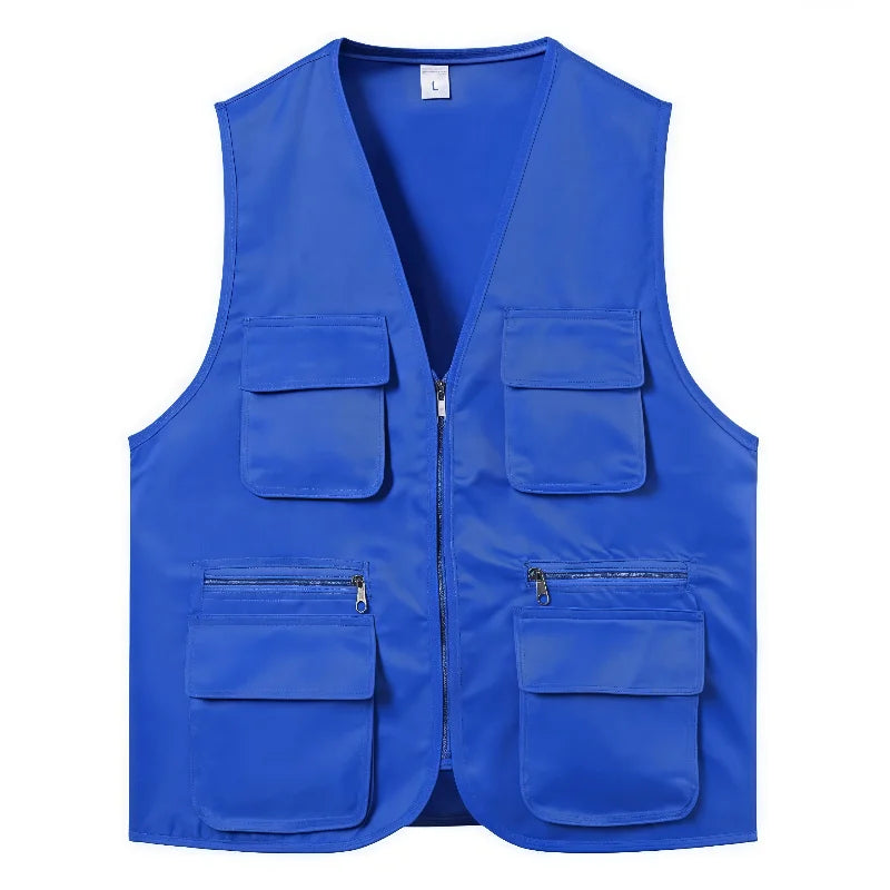 2025 New Outdoor Male Casual Summer Big Size Cotton Sleeveless Work Vest Men Multi Pocket Photograph Waistcoat