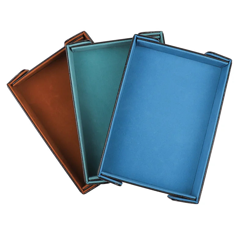 Magnetic Dice Cutlery Organization Storage Tray Pu Leather Box Fur Foldable for Games Case Rectangle Board Game Food Trays