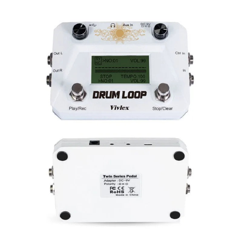 VIVLEX Guitar Pedals Beat Loop Drum Beat Looper Foot Switch Dual Machine 40 Types Drums Rhythm 50mins Looping Time One-Man Band