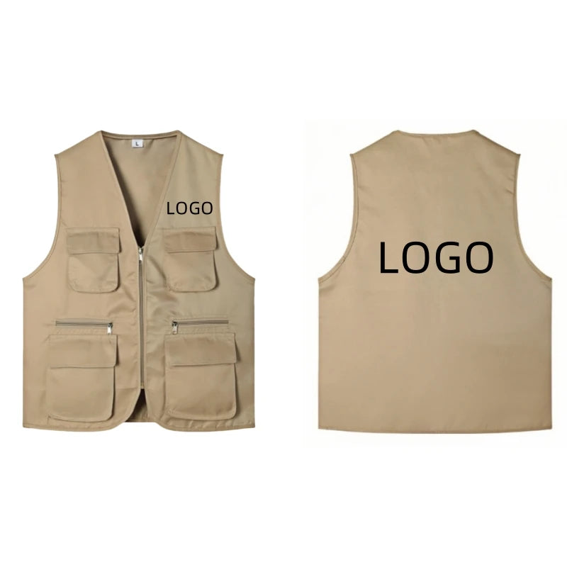 2025 New Outdoor Male Casual Summer Big Size Cotton Sleeveless Work Vest Men Multi Pocket Photograph Waistcoat
