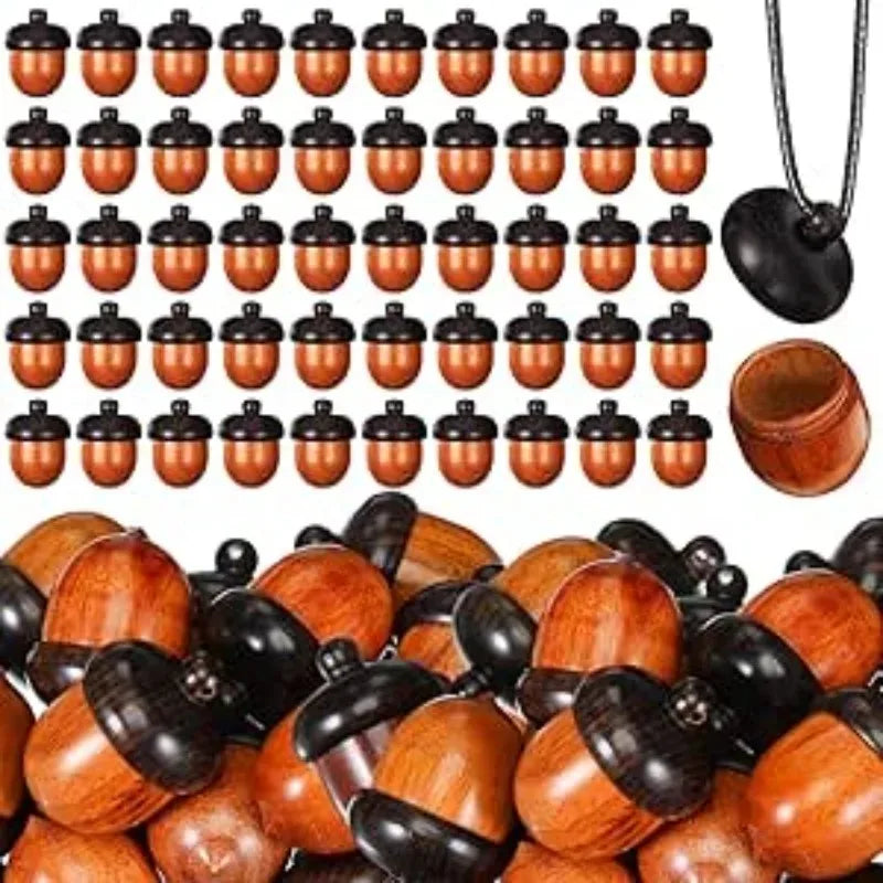 20/1pcs Mini Wooden Medicine Pill Box Wood Acorn Pendant Portable Rescue Tablets Case Granule Storage Box Small Items Container