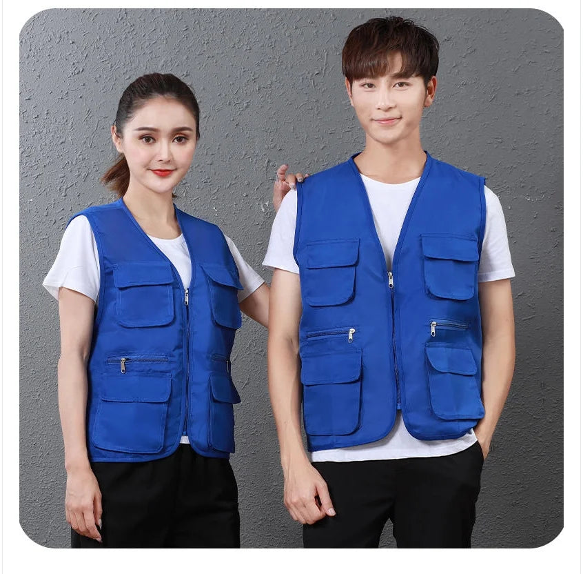 2025 New Outdoor Male Casual Summer Big Size Cotton Sleeveless Work Vest Men Multi Pocket Photograph Waistcoat
