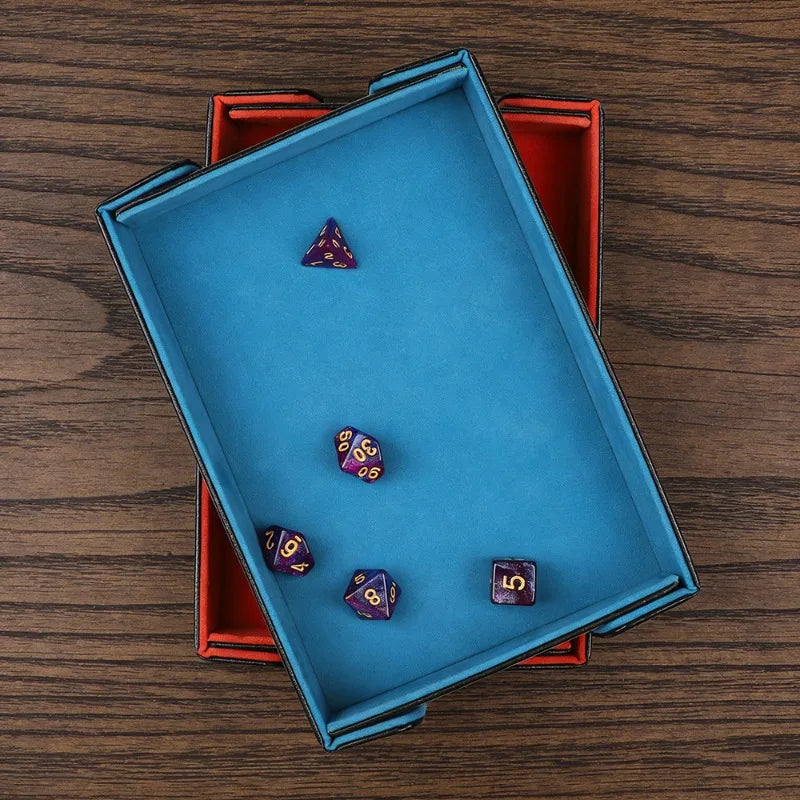 Magnetic Dice Cutlery Organization Storage Tray Pu Leather Box Fur Foldable for Games Case Rectangle Board Game Food Trays